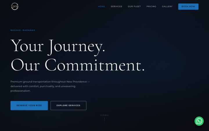 Homepage of the Professional Transportation website, designed and built by Prizmek