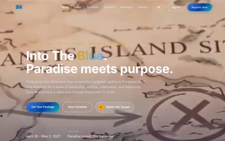 Homepage of the Rotaract District 7020 website, designed and built by Prizmek